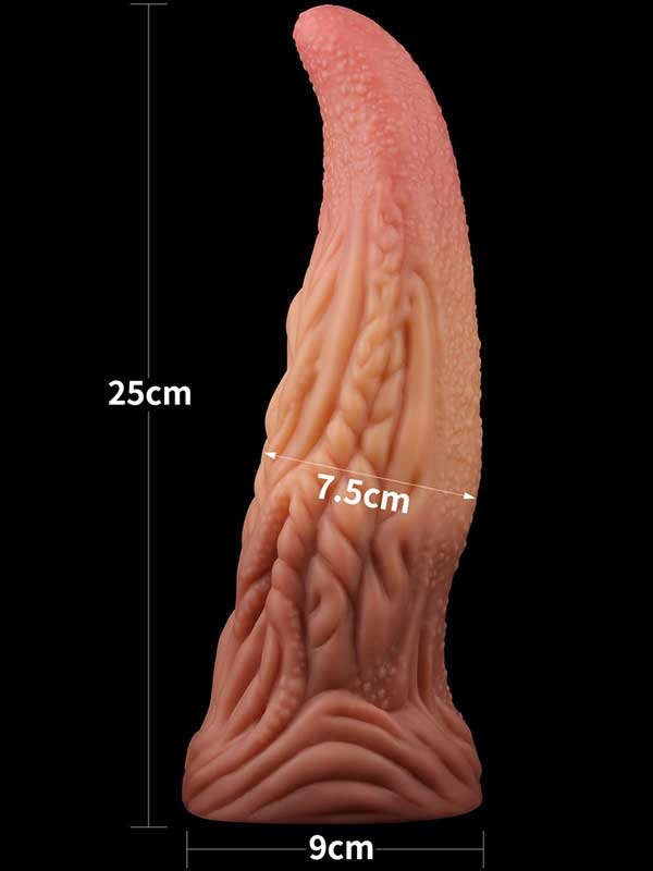 #9512 - Çift Katmanlı Platinyum Silikon Canavar Dildo 25 cm