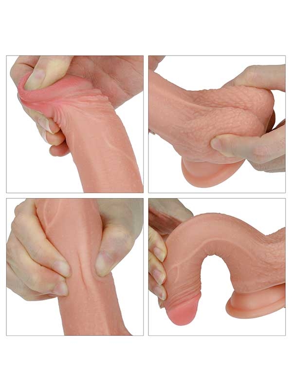 #9536 - Çift Katmanlı Platinyum Silikon Realistik Dildo 18 cm