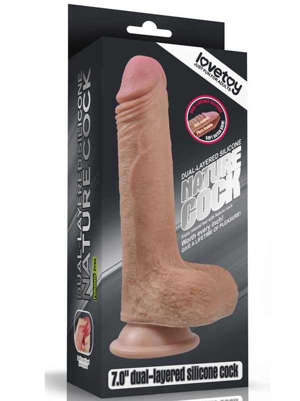 #9539 - Çift Katmanlı Platinyum Silikon Realistik Dildo 18 cm
