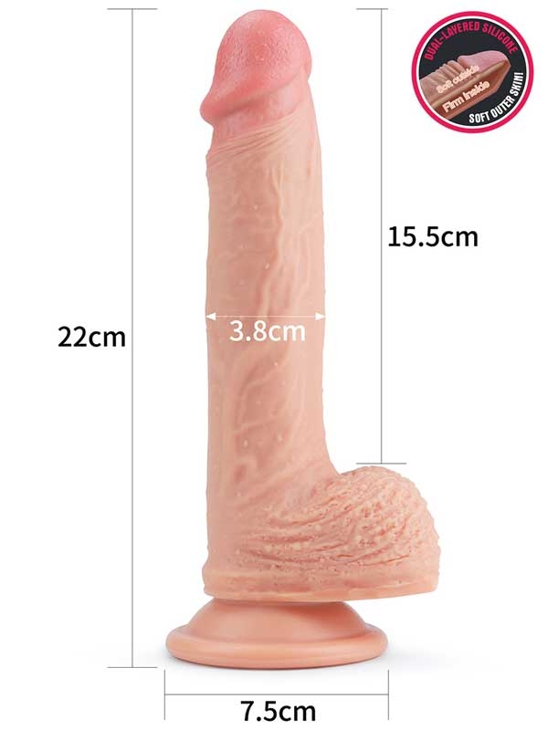 #9540 - Çift Katmanlı Platinyum Silikon Realistik Dildo 22 cm
