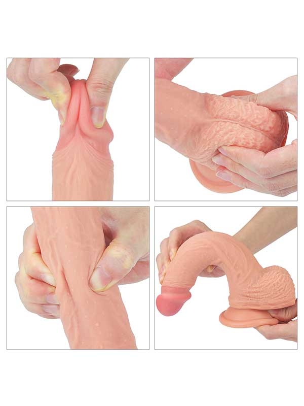 #9542 - Çift Katmanlı Platinyum Silikon Realistik Dildo 22 cm