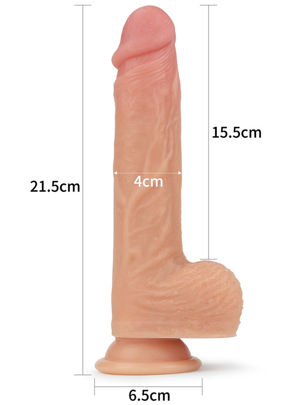 #9505 - Döner Başlı Çift Katmanlı Isıtmalı Şarjlı Titreşimli Gerçekçi Dildo 21.5 cm