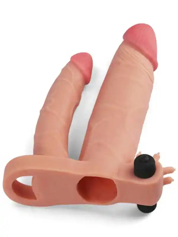 #8962 - X Tender İkili Titreşimli Realistik Penis Kılıfı 2.5 cm Uzatmalı