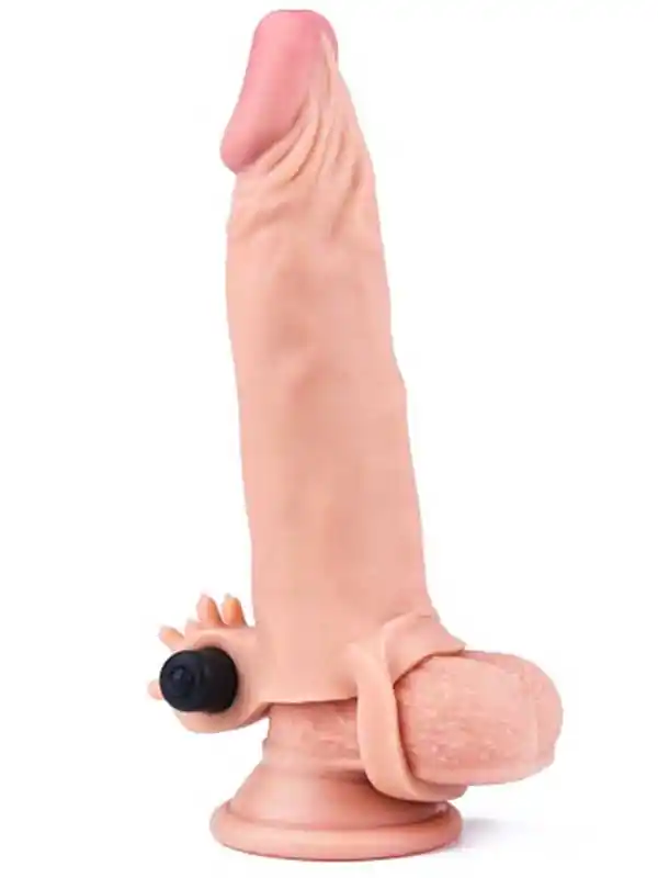 #8972 - X Tender Titreşimli Realistik Penis Kılıfı 4 cm Uzatmalı