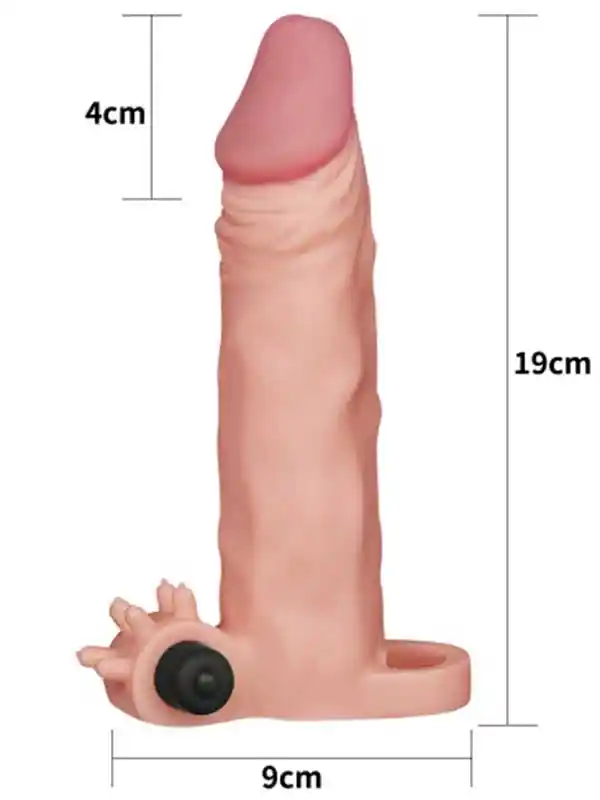 #8970 - X Tender Titreşimli Realistik Penis Kılıfı 4 cm Uzatmalı