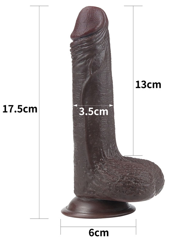 #9520 - Kayar Derili Çift Katmanlı Gerçekçi Dildo 17.5 cm Siyah