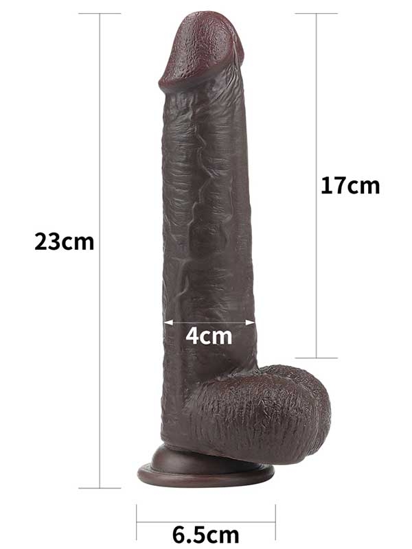 #9515 - Kayar Derili Çift Katmanlı Realistik Dildo 23 cm Siyah