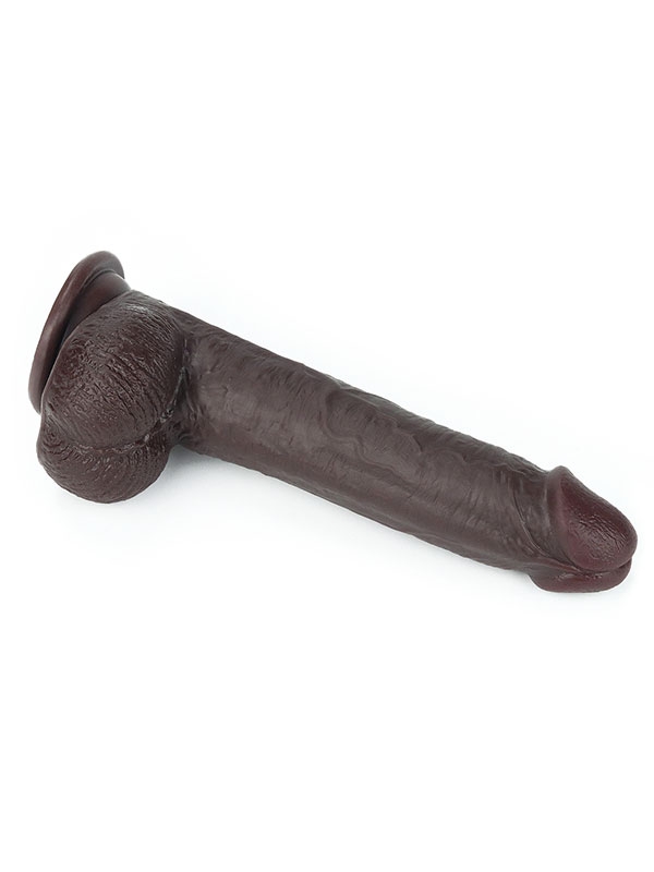 #9517 - Kayar Derili Çift Katmanlı Realistik Dildo 23 cm Siyah