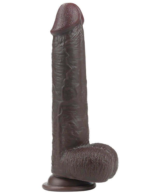 #9519 - Kayar Derili Çift Katmanlı Realistik Dildo 23 cm Siyah
