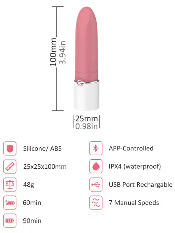 #8794 - LOTOS Lipstick Telefon Kontrollü Ruj Vibratör