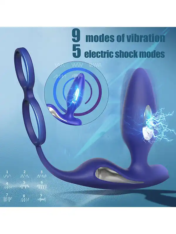 #8907 - Penis Halkalı Prostat ve Elektro Şok Özellikli Anal Vibratör