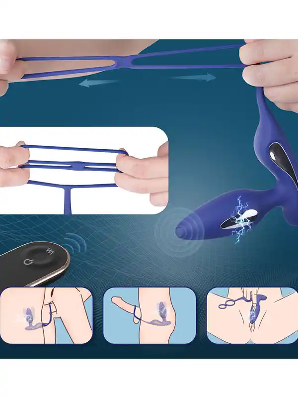 #8909 - Penis Halkalı Prostat ve Elektro Şok Özellikli Anal Vibratör