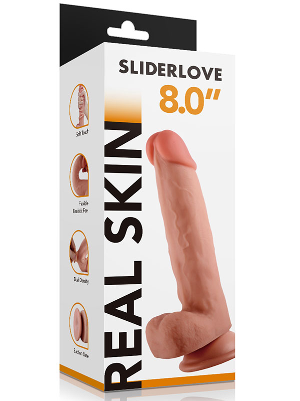 #8534 - 8&quot; Dual Layer Oynar Derili Realistik Penis 20 cm