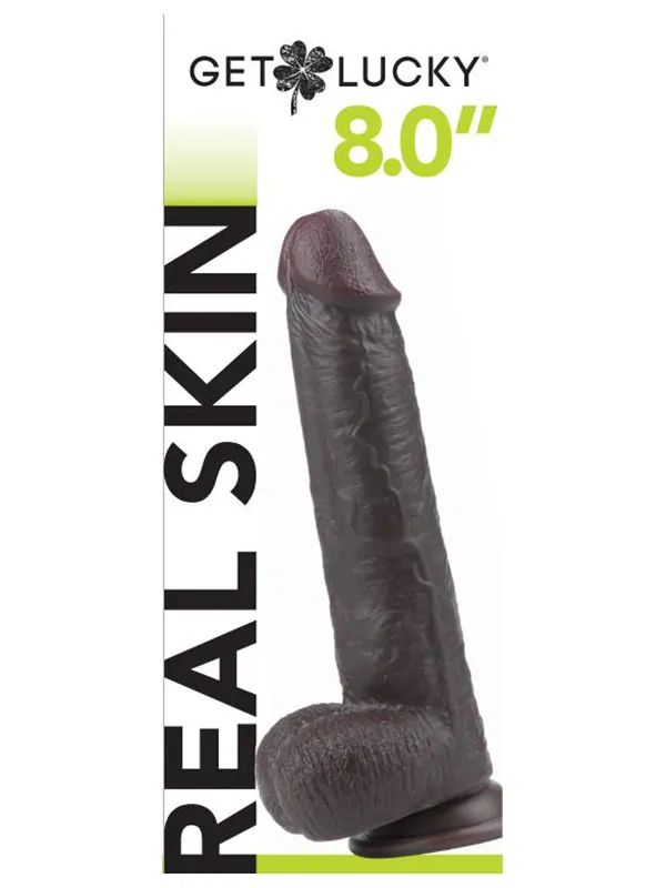 #8516 - 8&quot; Dual Layer Oynar Derili Realistik Siyah Penis 20 cm