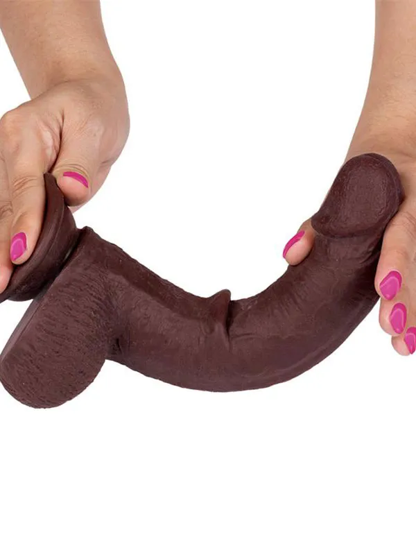 #8514 - 8&quot; Dual Layer Oynar Derili Realistik Siyah Penis 20 cm