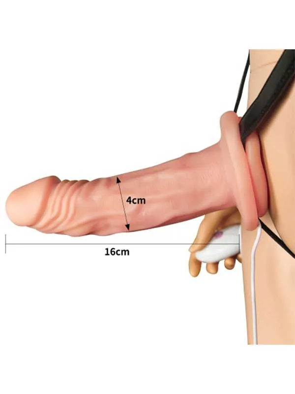 #9762 - İçi Boş Belden Bağlamalı Titreşimli Penis 16.5 cm
