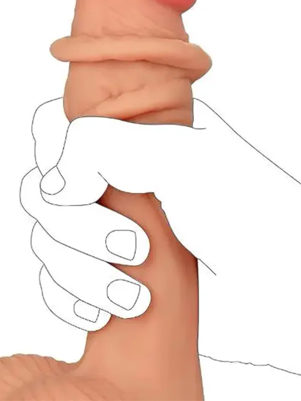 #8570 - 10&quot; Dual Layer Oynar Derili Gerçekçi Penis 25 cm