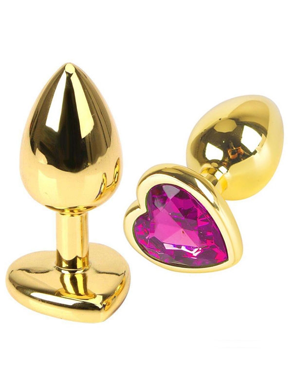 #401010 - NOXXX Çelik Gold Kalp Mücevherli Anal Plug Orta Boy